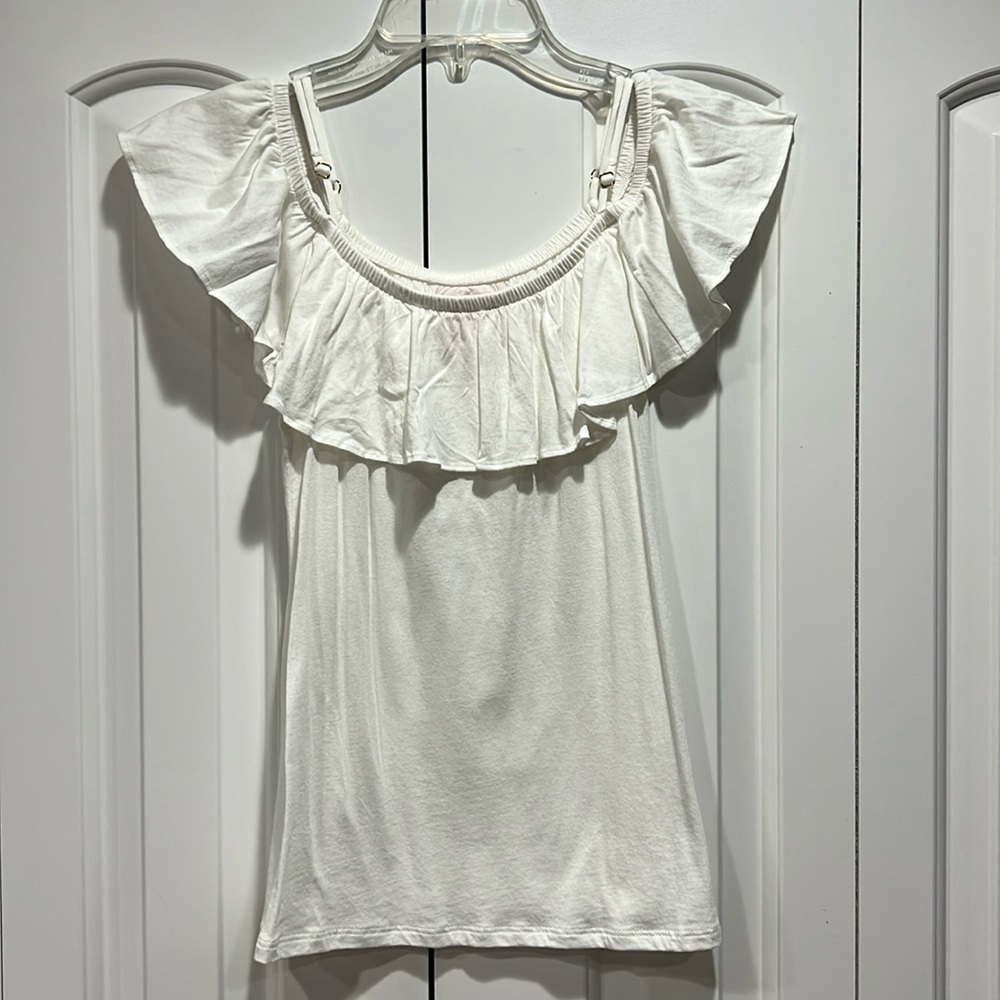 Lilly Pulitzer Women’s White Ruffle Strap Top- Size XS